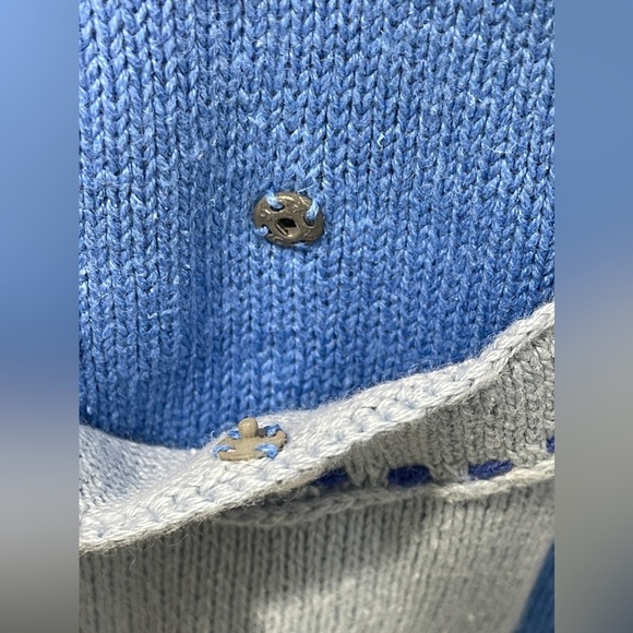 Storybook Knits Blue Denim Laundry Inspired Cardigan Sweater Colorblock Large - Picture 13 of 15